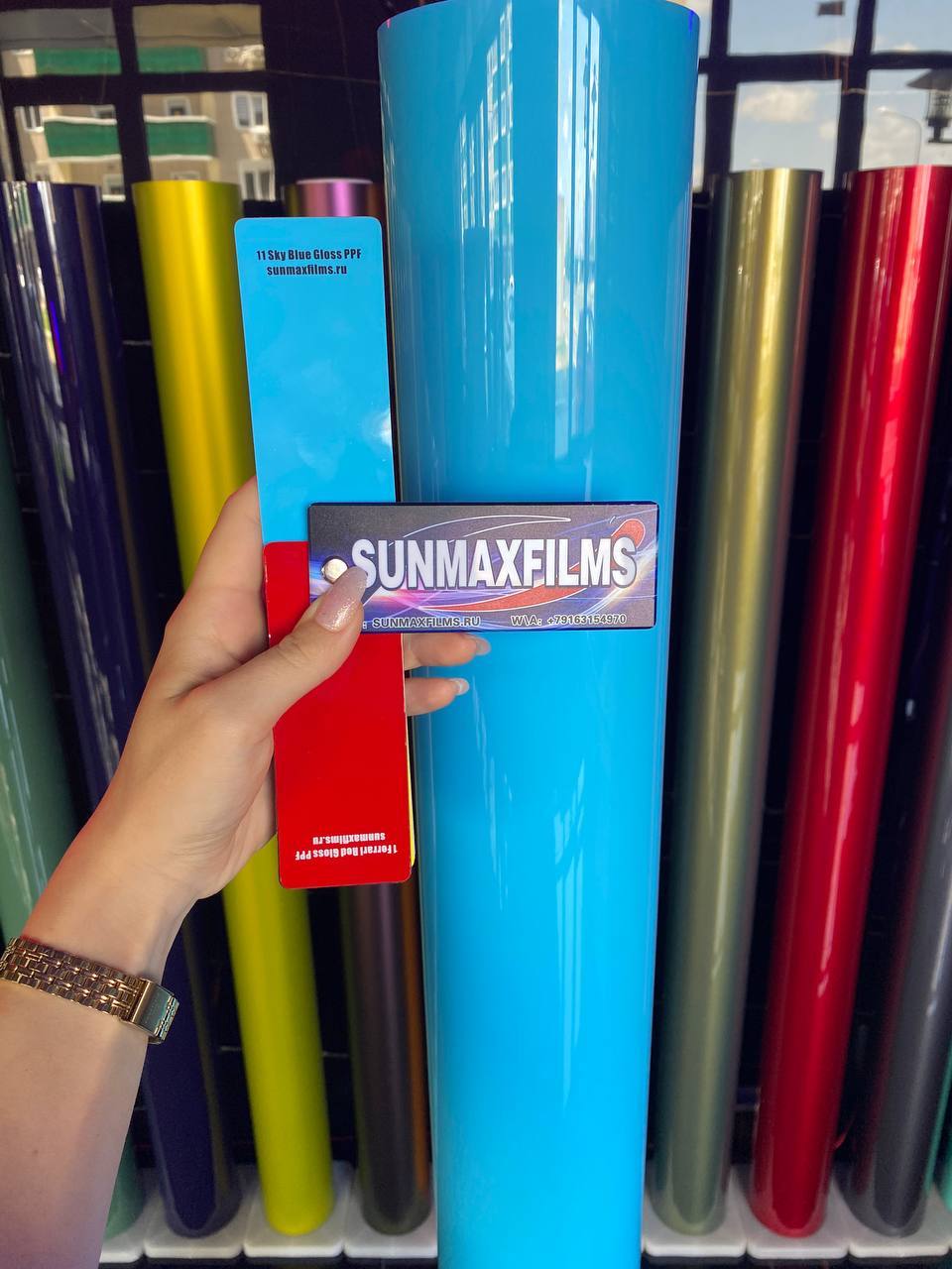 Цветная полиуретановая пленка Sunmax Sky Blue Gloss PPF